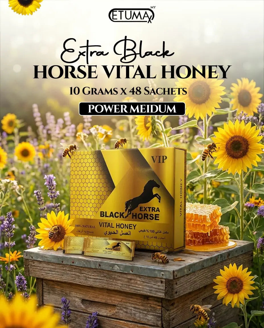 Etumax Bio Herb Royal King Honey pack with 10 sachets of royal honey for men, showcasing the honey sachets in the image.