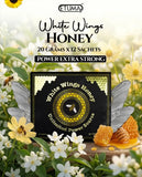 White Wings Royal Honey by Etumax, a jar of premium honey with a golden hue and smooth texture, shown on a white background.